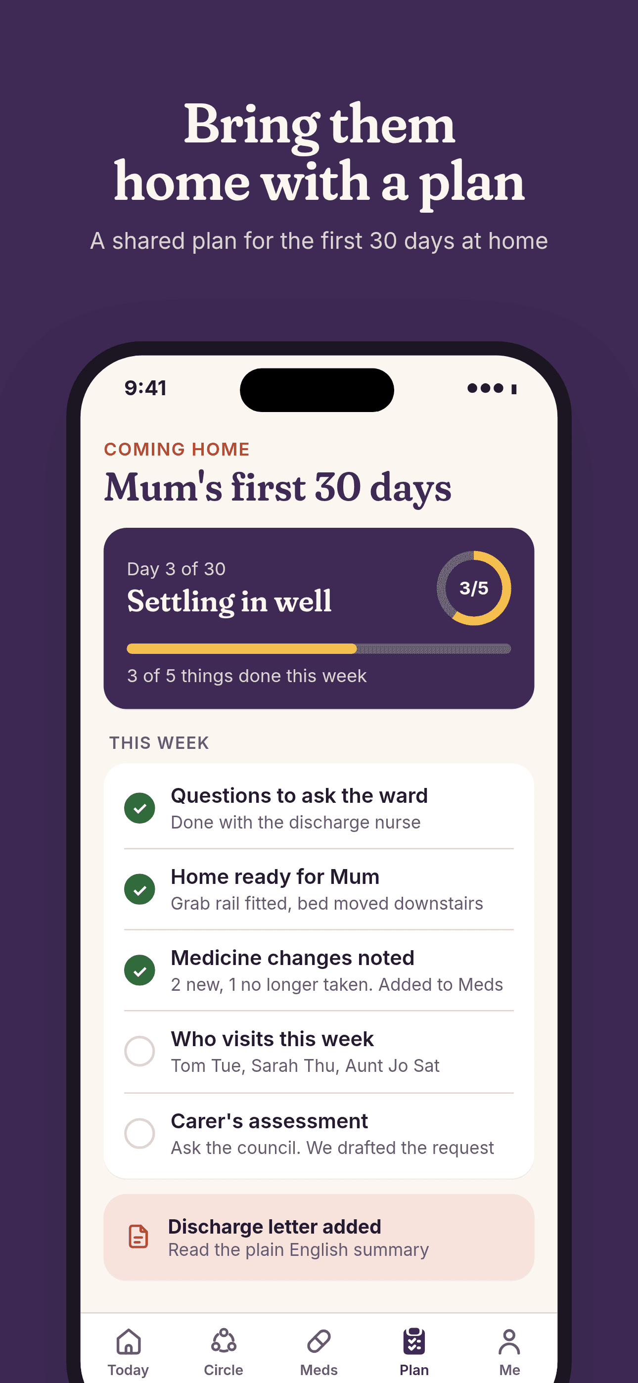 Bring them home with a plan: Mum's first 30 days, day 3 of 30, with ward questions and home set-up done.